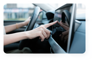Driver using an in-car audio touchscreen