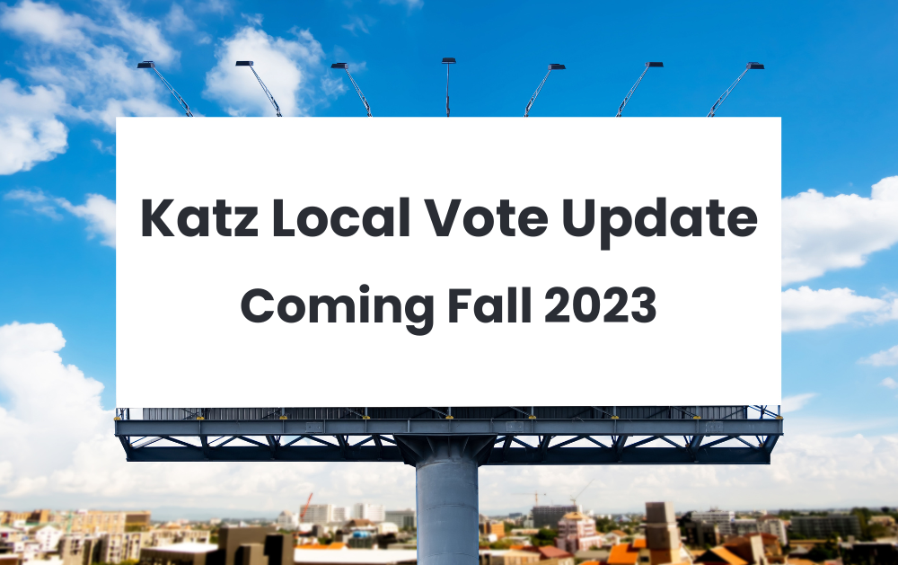 Coming soon - Katz Local Vote update!